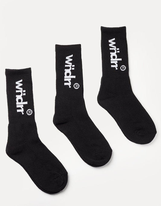 WNDRR Offcut Mens 3 Pack Socks - Black