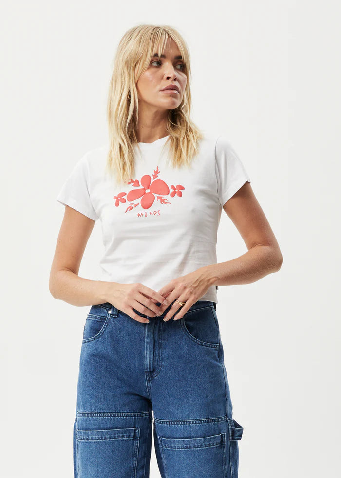 AFENDS Island Recycled Womens Baby Tee - White