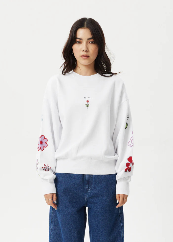 AFENDS Flourish Womens Crew - White