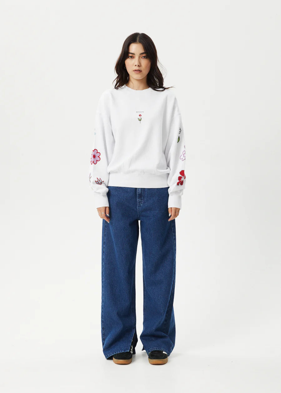 AFENDS Flourish Womens Crew - White