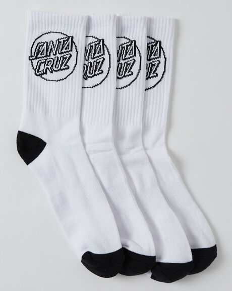 SANTA CRUZ Opus Dot Mens 4pk Socks - White