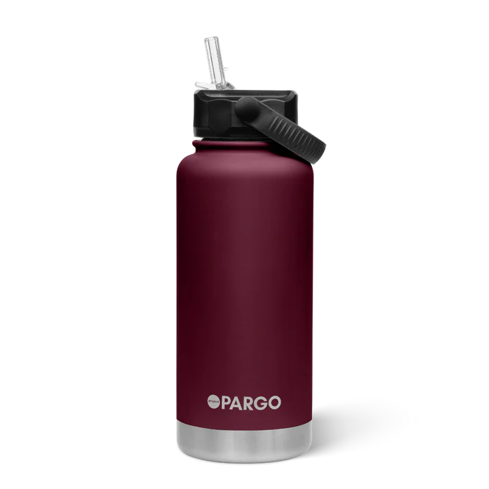 PARGO 950ml Insulated Sports Drink Bottle w/ Straw Lid - Wild Cherry