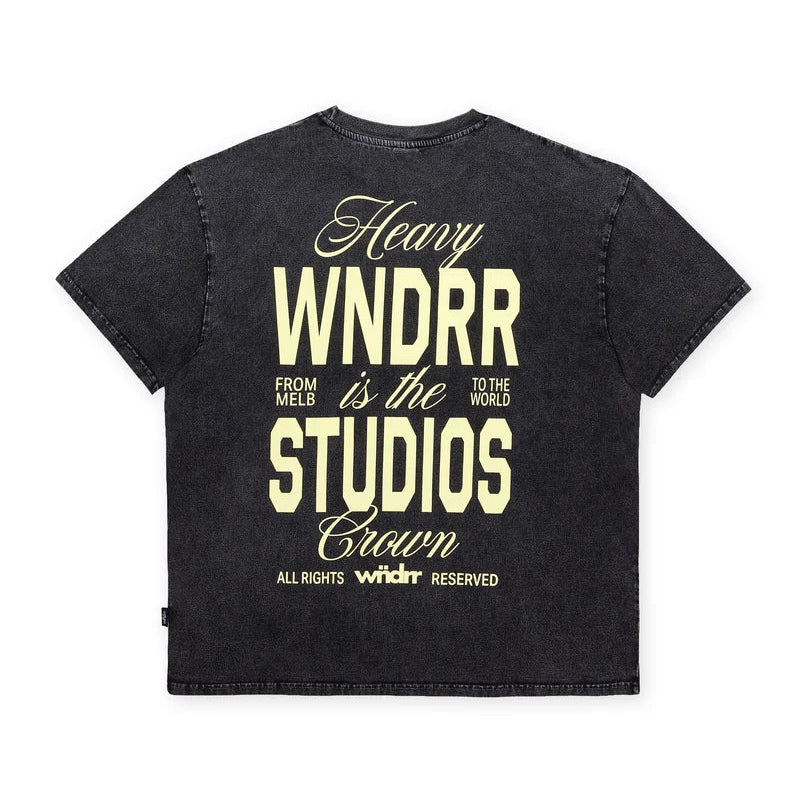WNDRR Highborn Box Fit Mens Tee - Washed Black