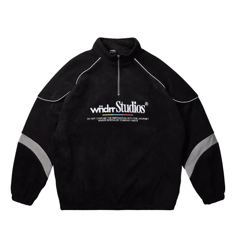 WNDRR Collective 1/4 Zip Polar Fleece Mens Crew - Black