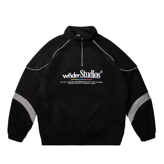 WNDRR Collective 1/4 Zip Polar Fleece Mens Crew - Black