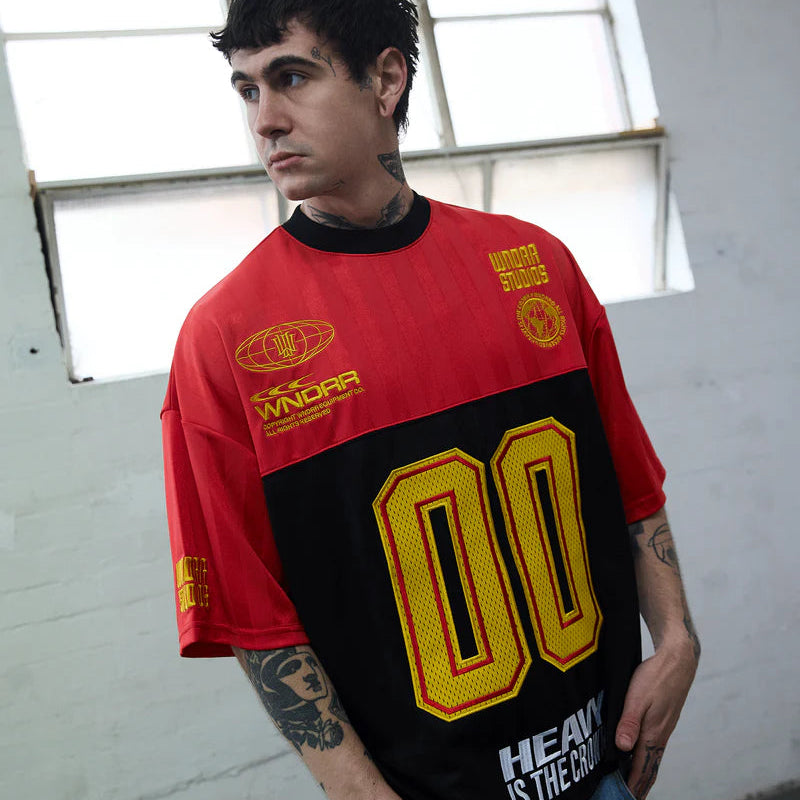 WNDRR Dynasty Mens Quarterback Jersey - Red/Black