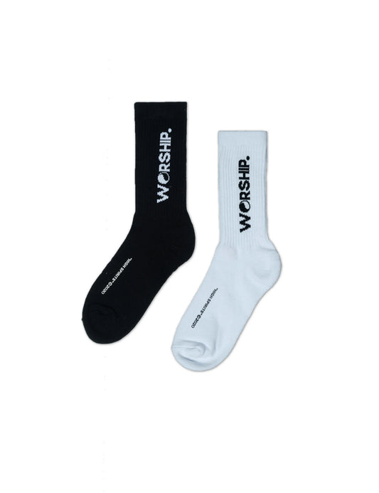 WORSHIP Core 2PK Socks - White/Black
