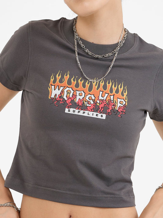 WORSHIP Hot Potato Teeny Womens Tee - Worn Black