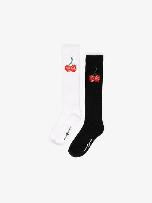 WORSHIP Cherio 2PK Knee High Socks - White/Black