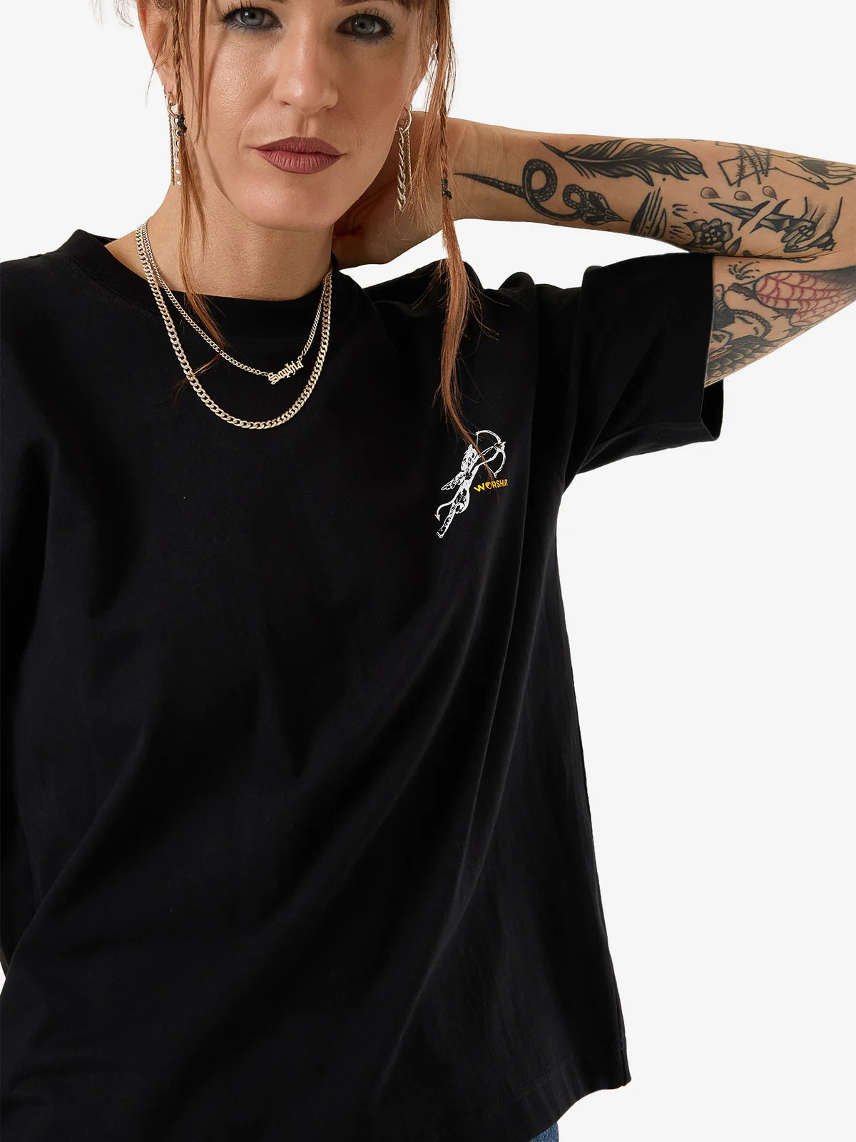 WORSHIP Cherub Womens Tee - Standard Black