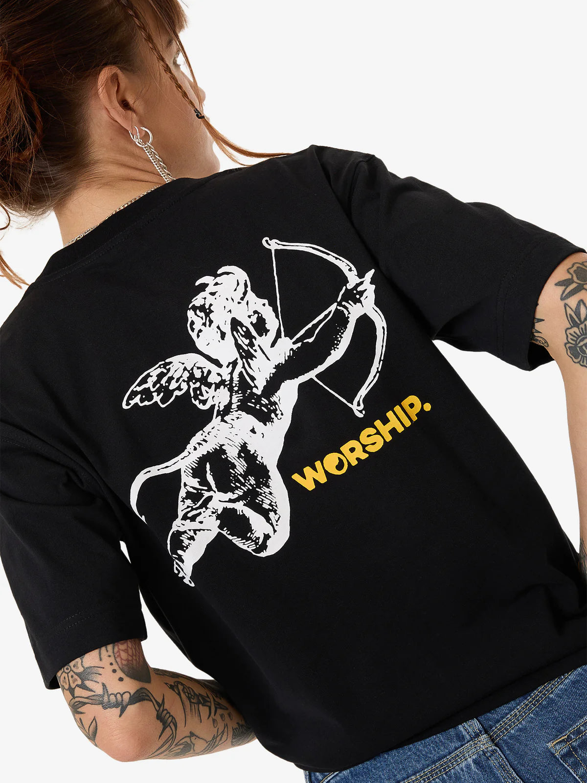 WORSHIP Cherub Womens Tee - Standard Black