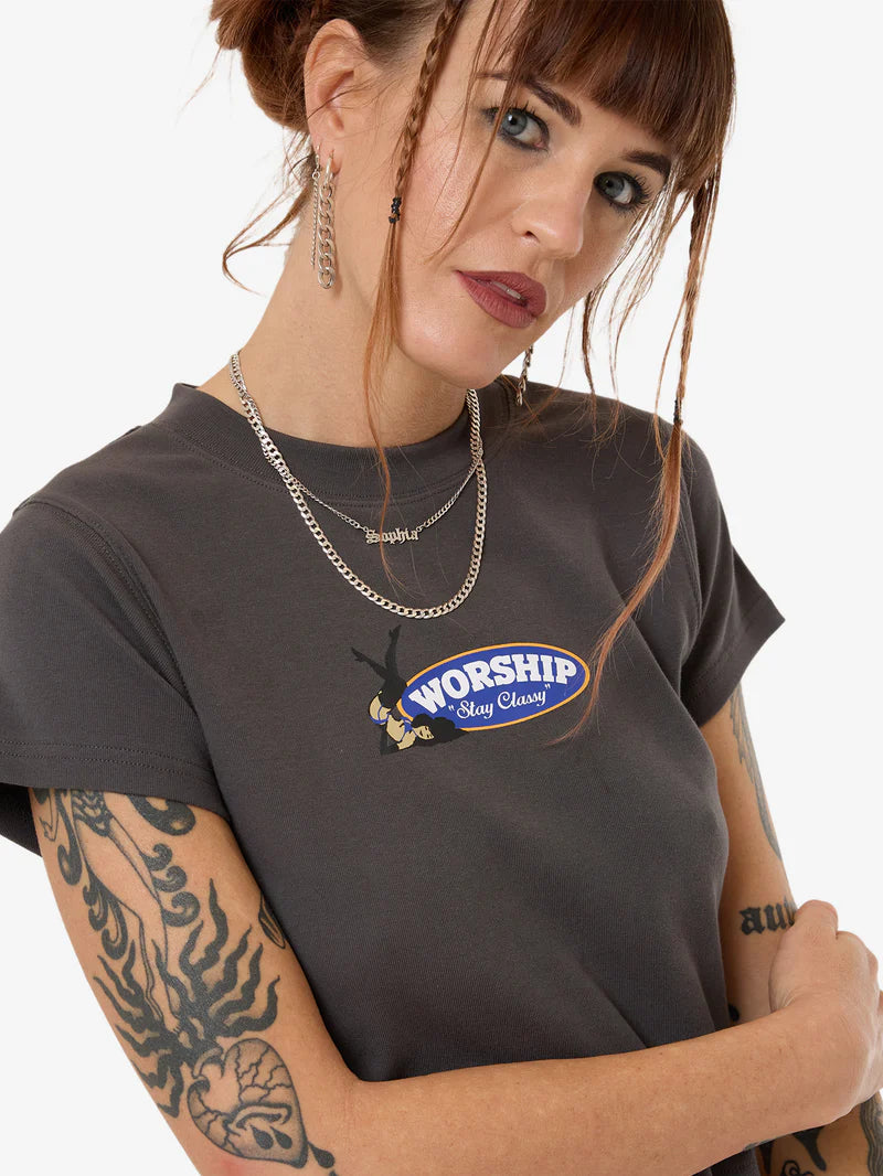 WORSHIP Classy Womens Teeny Tee - Worn Black