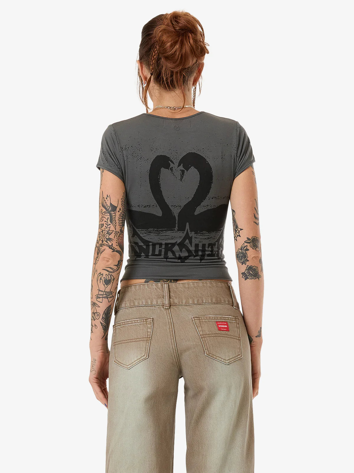 WORSHIP Ugly Duck Cap Womens Tee - Charcoal