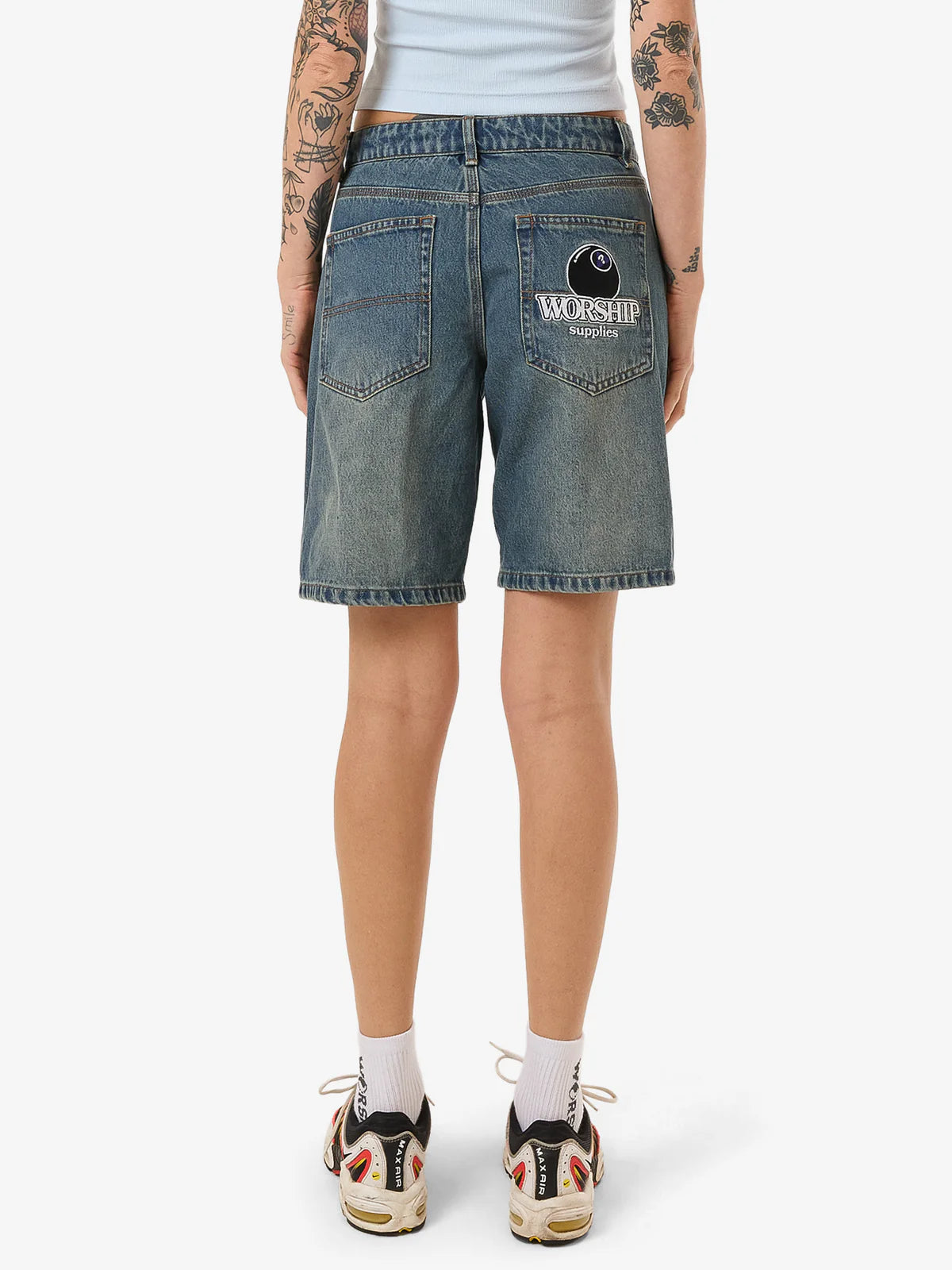 WORSHIP Try Again Sloucher Womens Shorts - Dirty Mid Blue