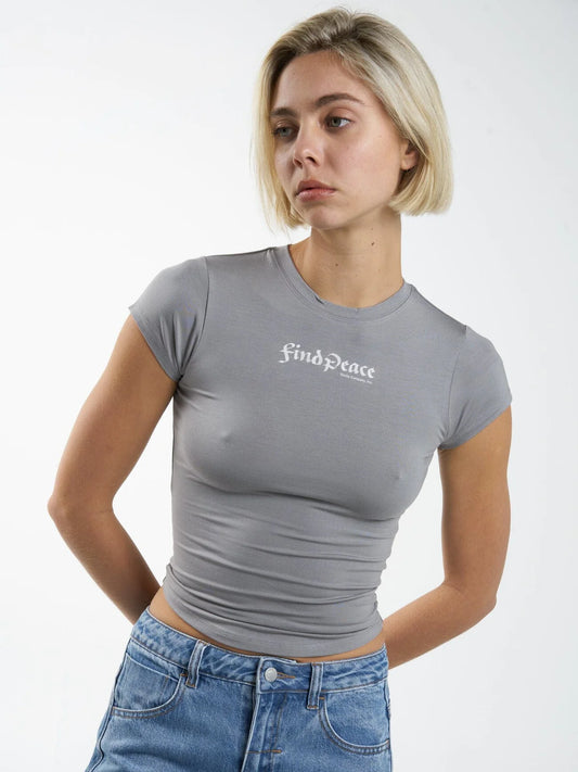THRILLS Find Peace Club Womens Tee - Washed Gray