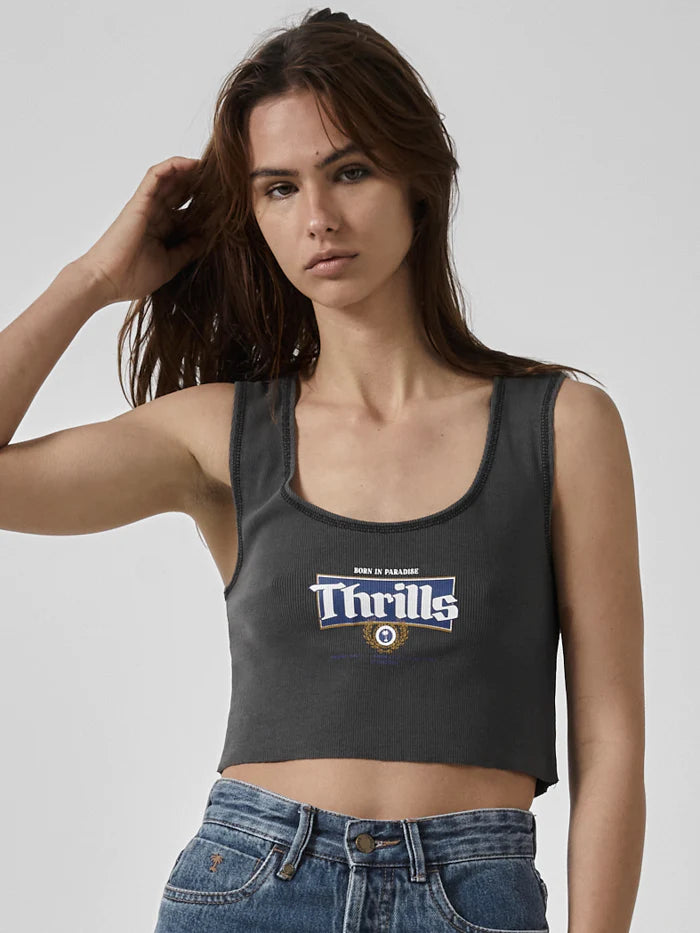 THRILLS King of Thrills Crop Rib Womens Singlet - Merch Black