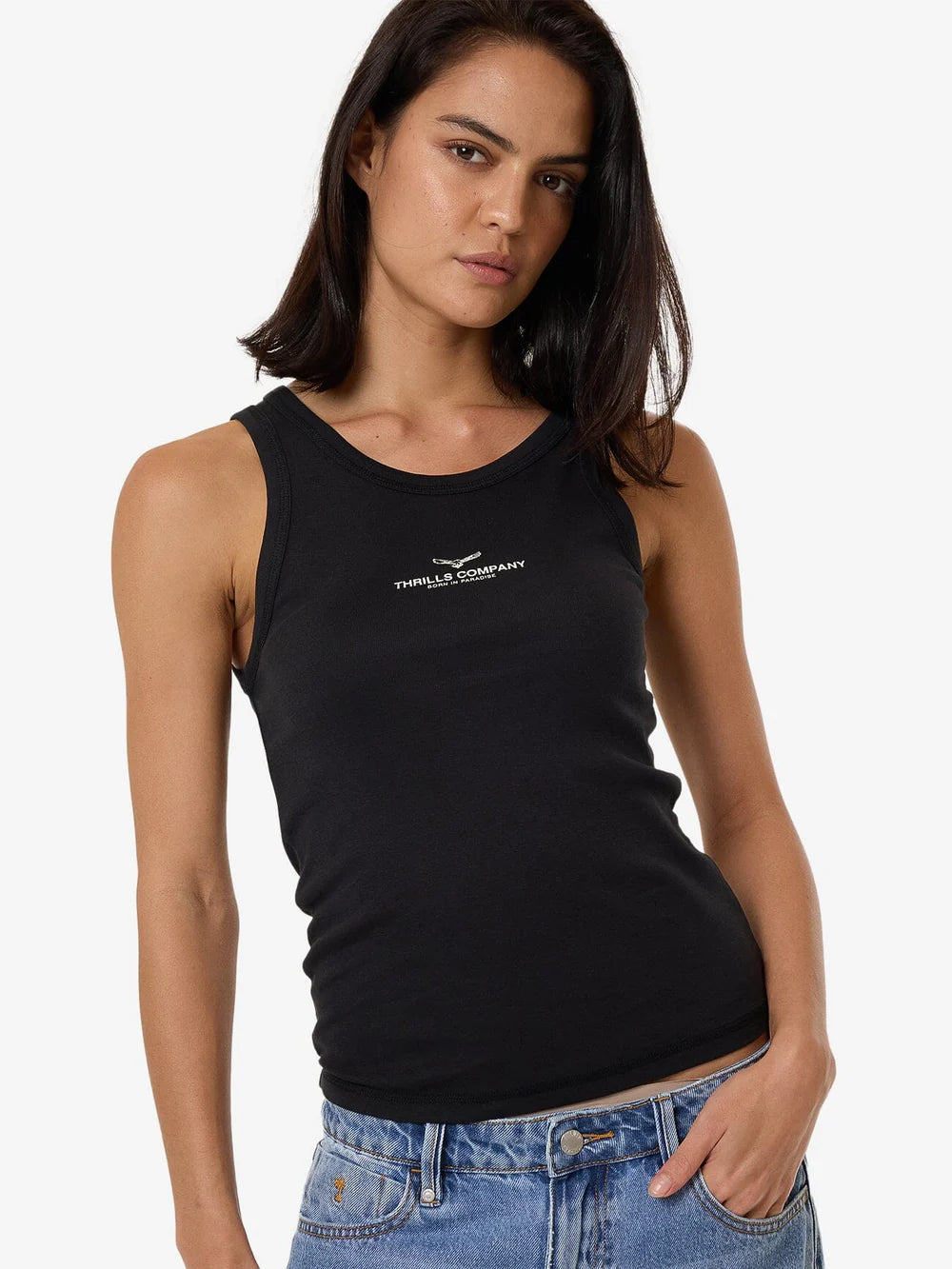 THRILLS Emblem Of Strength Womens Sloane Tank - Washed Black