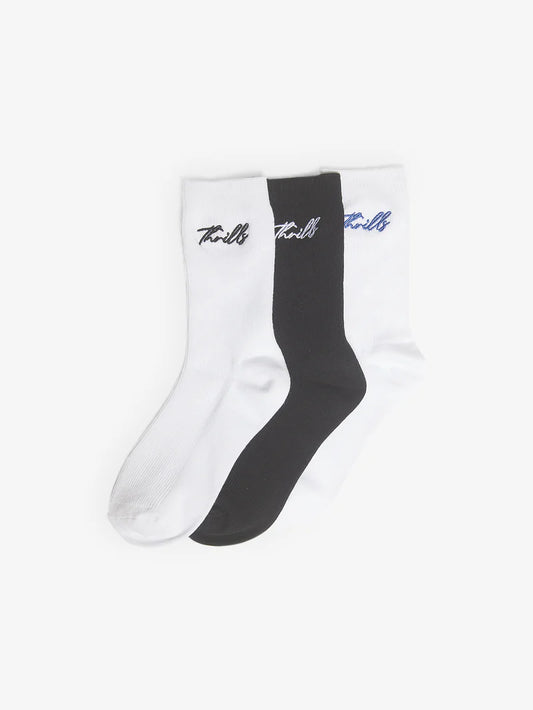 THRILLS Signature 3pk Womens Socks - Blue/Black/White