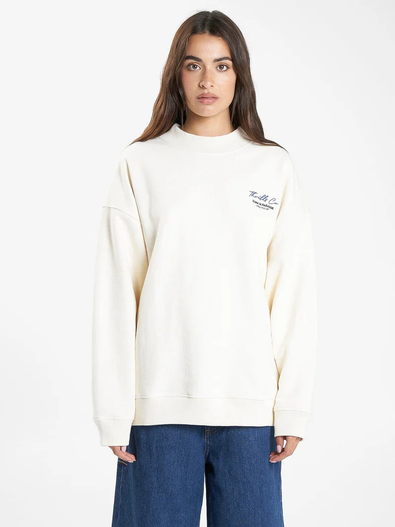 THRILLS Signature Cocoon Womens Panel Crew - Heritage White