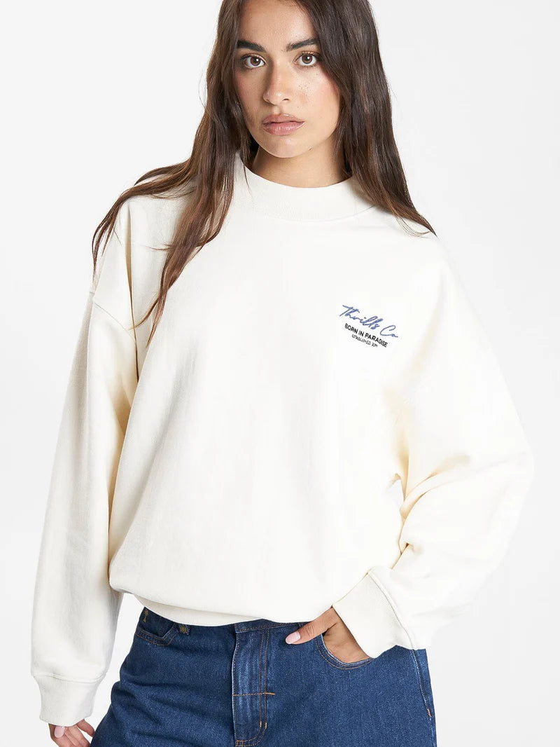 THRILLS Signature Cocoon Womens Panel Crew - Heritage White