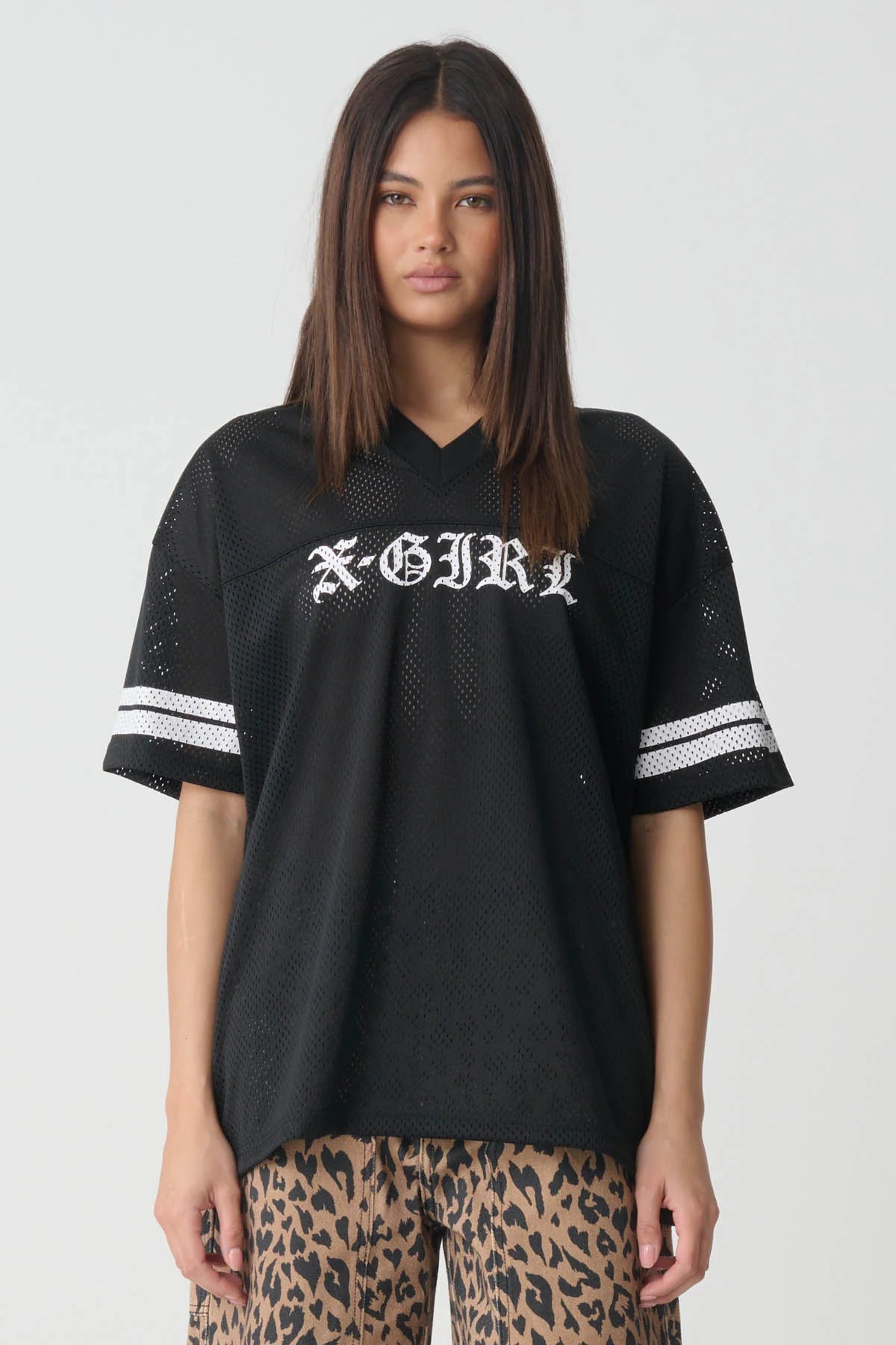 XGIRL Blackletter Mesh Football Womens Tee - Black