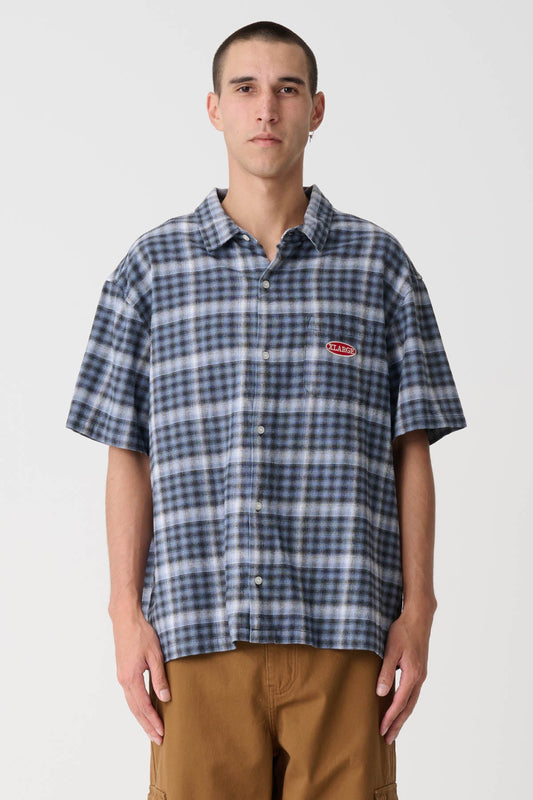 XLARGE Hound Check SS Mens Shirt - Blue