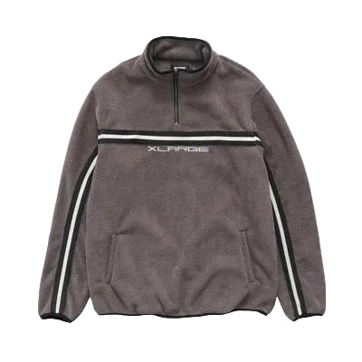 XLARGE Stripe 1/4 Zip Polar Fleece Mens Crew - Mocha
