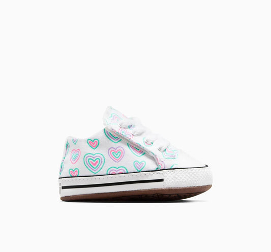 CONVERSE Chuck Taylor All Star Hearts Cribster Baby Mid Shoe - White/Cosmic Purple/Cyber Teal