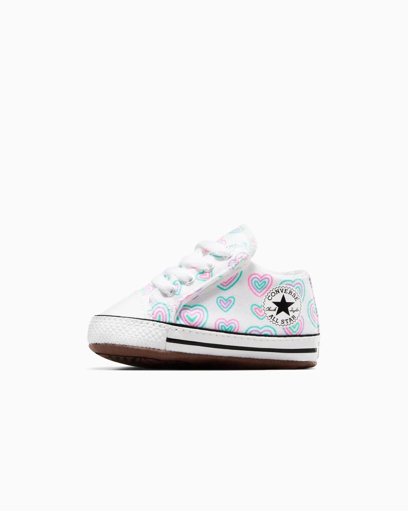 CONVERSE Chuck Taylor All Star Hearts Cribster Baby Mid Shoe - White/Cosmic Purple/Cyber Teal