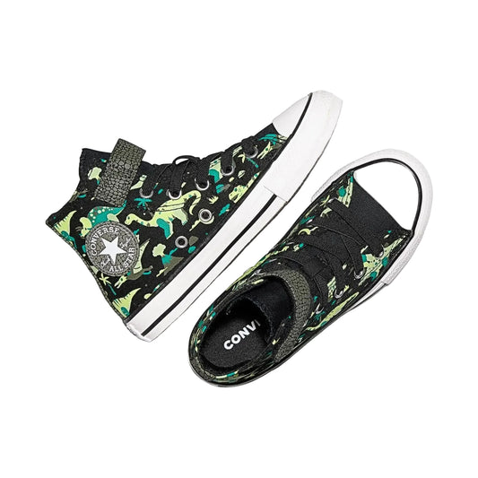CONVERSE Chuck Taylor All Star Dinos Easy On Youth Hi Shoe - Black/White/Neon Mantis