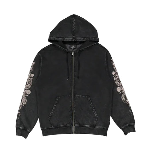 VOLCOM Die By The Stone Mens Zip Thru Hoodie - Light Acid Black