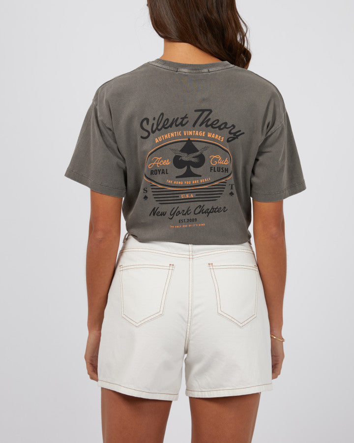 SILENT THEORY Ace Club Womens Tee - Coal