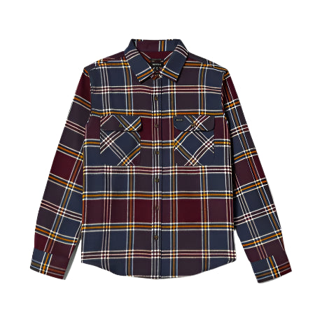 BRIXTON Bowery Mens L/S Flannel Shirt - Mood Indigo/Port/Saffron