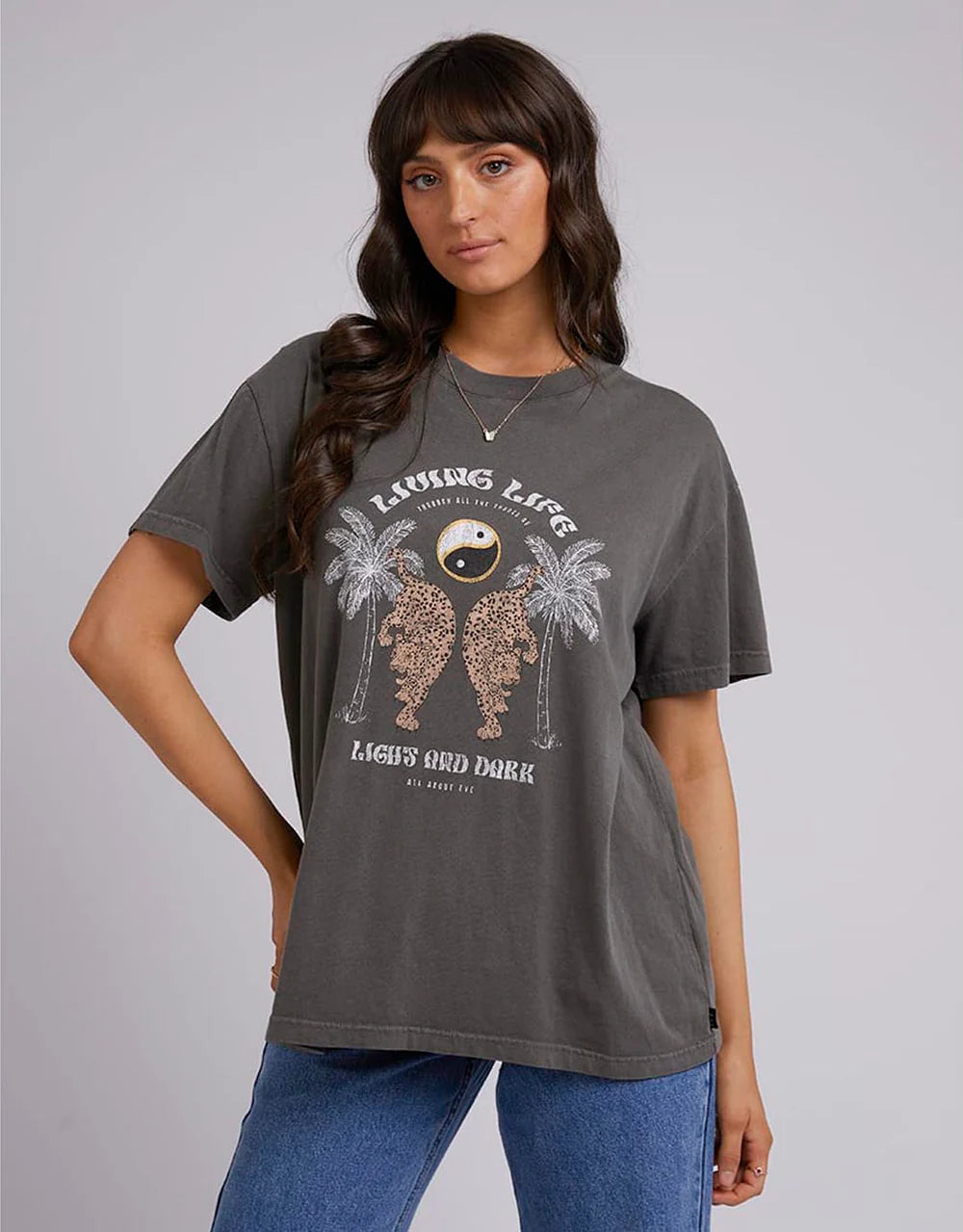 ALL ABOUT EVE Living Life Standard Womens Tee - Charcoal