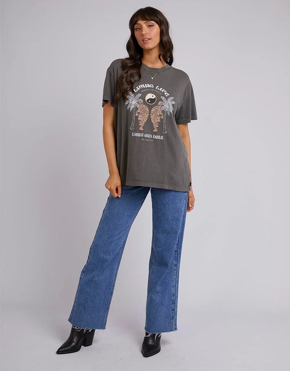 ALL ABOUT EVE Living Life Standard Womens Tee - Charcoal