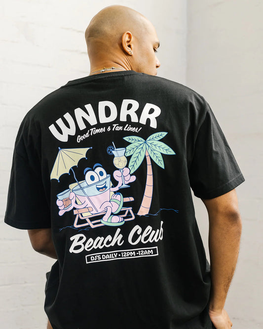 WNDRR Beach Club Box Fit Mens Tee - Black