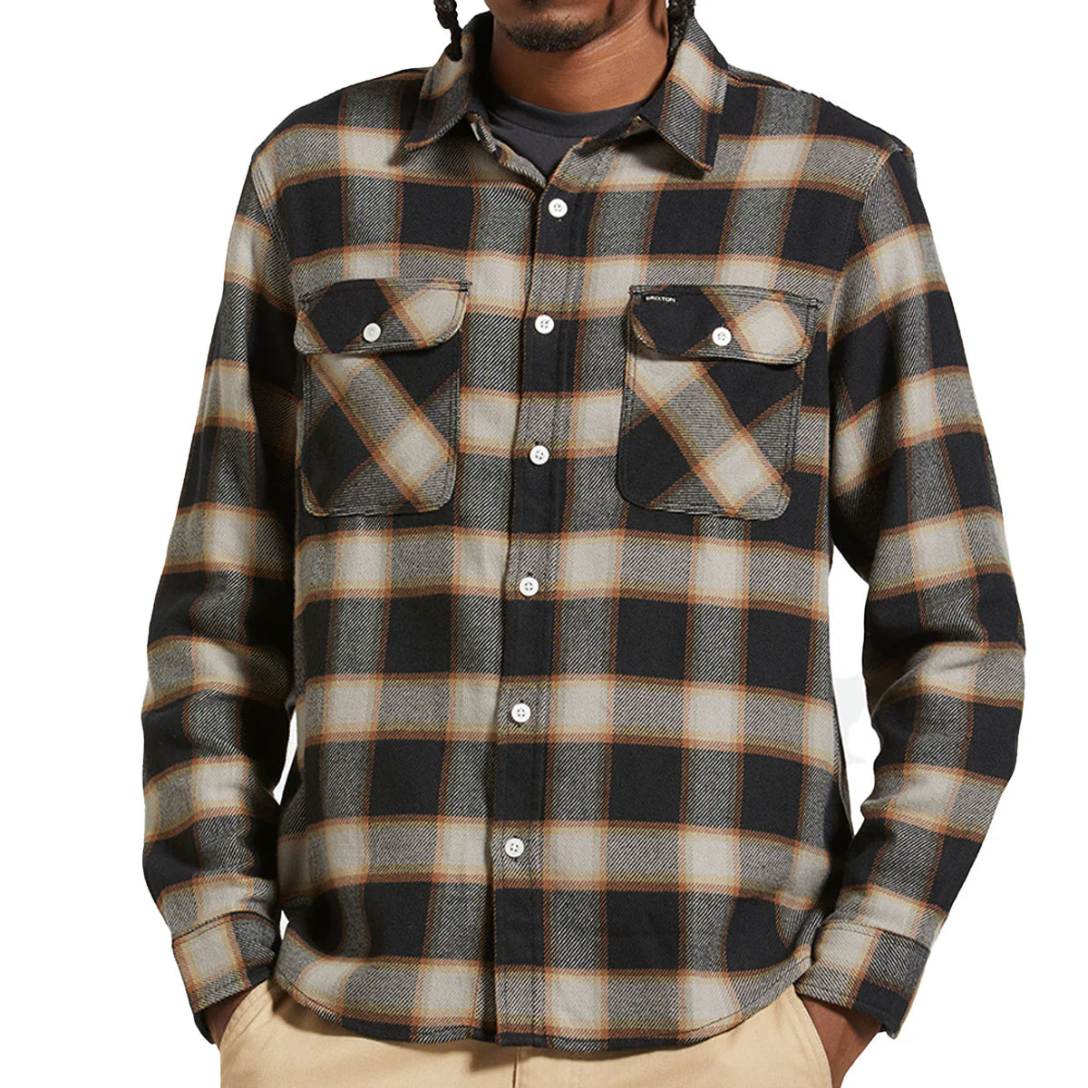 BRIXTON 20th Anniversary Bowery Mens L/S Flannel Shirt - Black/Cream