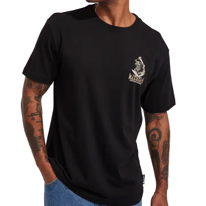 THE MAD HUEYS Captain Ship Faced Mens Tee - Black