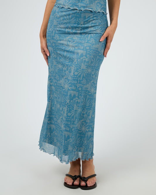 SILENT THEORY Corfu Womens Maxi Skirt - Light Blue