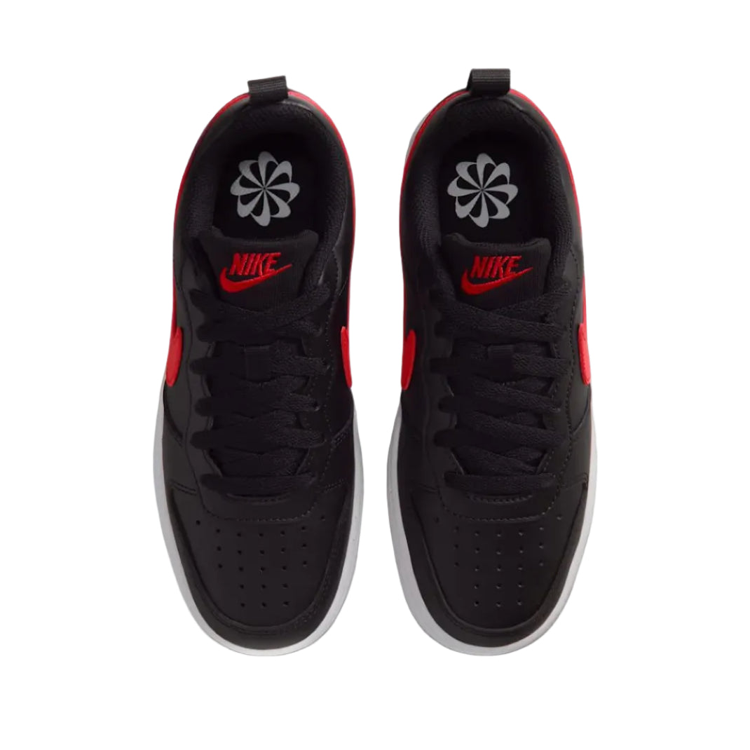 NIKE Court Borough Recraft Older Youth Low Shoe - Black/White/University Red