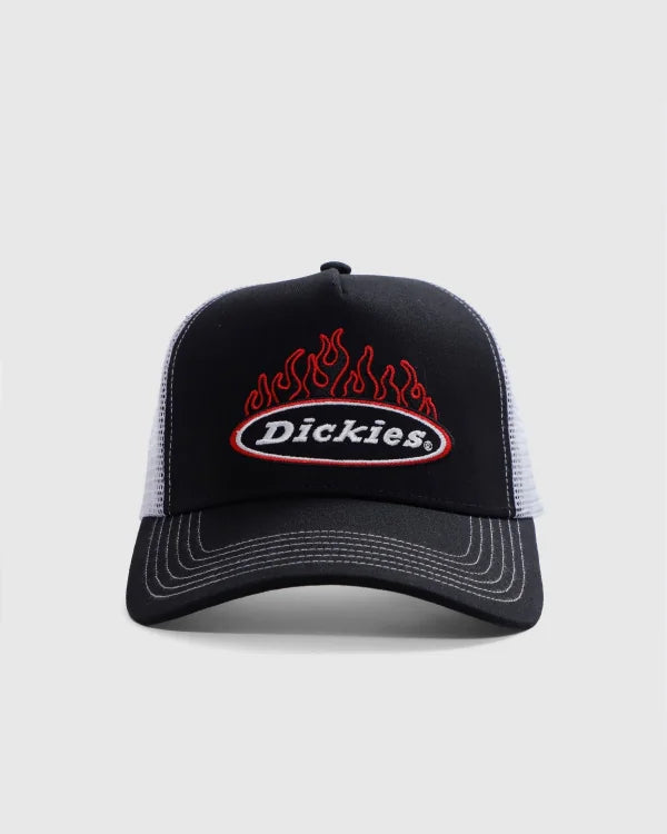 DICKIES Fire Boy Mens Snapback Trucker Cap - Black/White