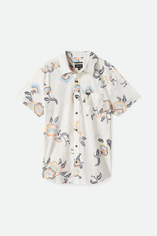 BRIXTON Charter Print Mens Woven S/S Shirt - Off White Field Floral