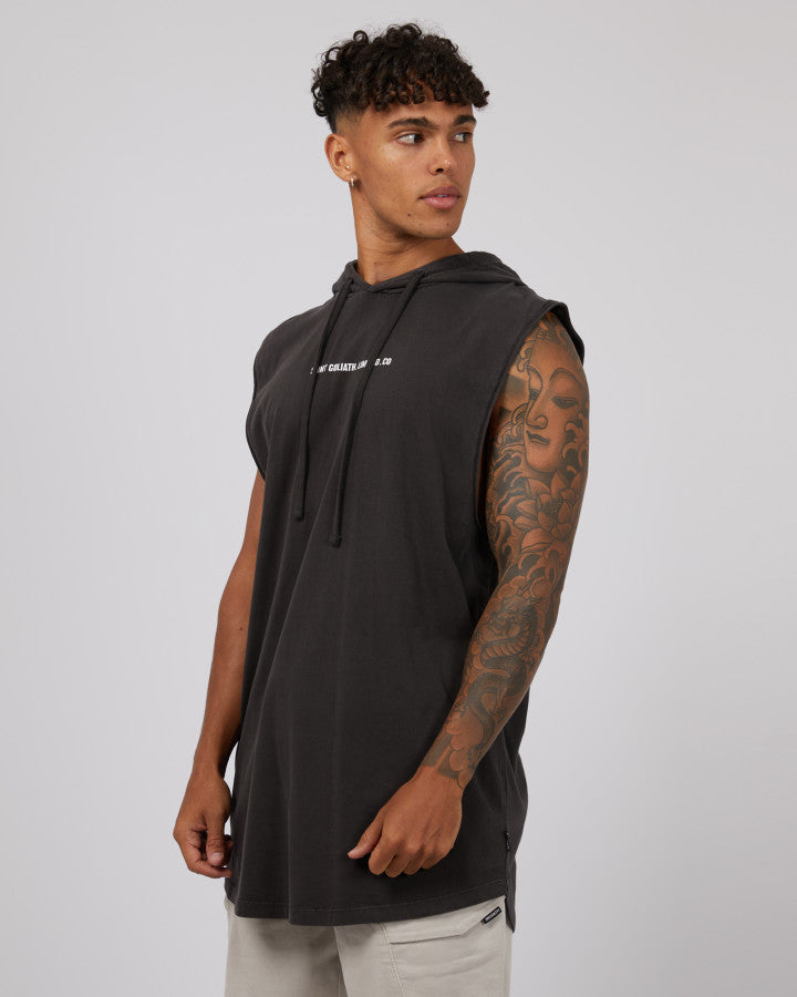 ST GOLIATH Elevate Mens Hooded Muscle Tank - Coal