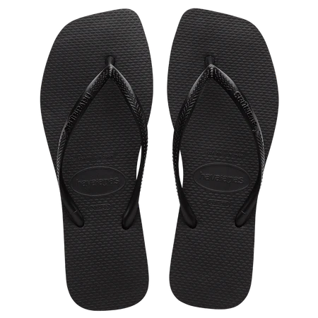 HAVAIANAS Slim Square Solid Black Thong - Black