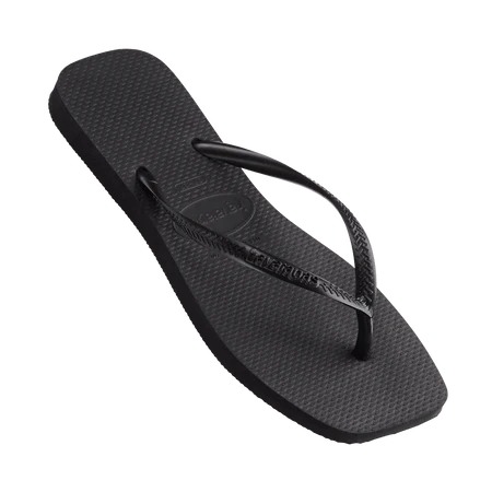 HAVAIANAS Slim Square Solid Black Thong - Black