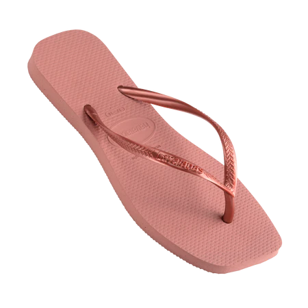 HAVAIANAS Slim Square Solid Crocus Rose Thong - Rose