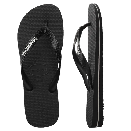 HAVAIANAS Rubber Logo Black/Glacial White Thong - Black