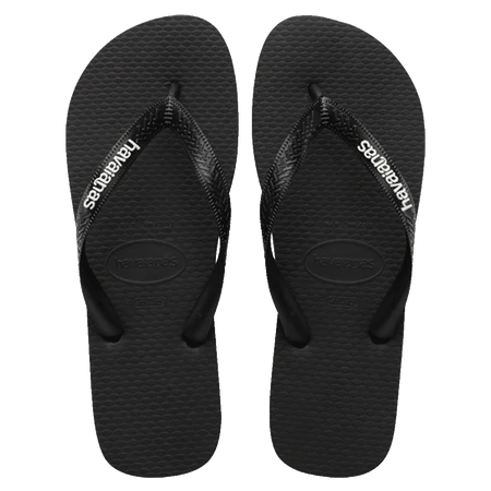HAVAIANAS Rubber Logo Black/Glacial White Thong - Black