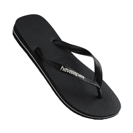 HAVAIANAS Rubber Logo Black/Glacial White Thong - Black