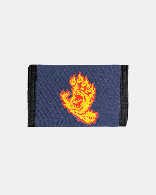 SANTA CRUZ Flaming Hand Velcro Wallet - Navy